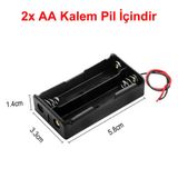 2'li 1,5v Aa Kalem Pil Kutusu Yuvası 2x1,5v Kablolu Batarya Pil Tutucu