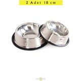 2'li 18CM Metal Kedi ve Köpek Mama Su Kabı, Gri Renk - Seçenek 1