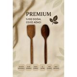 2'li 30 cm %100 Ceviz Ağacı Çizme Yapmaz Antibakteriyel Spatula ve Kaşık - Ahşap