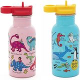2'li 400ML Pipetli Paslanmaz Çelik Matara Pink Dino - Ocean
