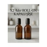 2'Li 50 Ml Amber Cam Roll, Siyah Kapaklı, Bilyeli Roll On Şişesi Esans Parfüm Yağ Şişesi 50 Cc