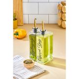 2'li 500 ml Cam Şişe Zeytinyağı /ayçiçekyağı Transfer Etiketli Yağdanlık Sosluk Sirkelik - Gold