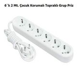 2'li 6 Metre Topraklı Çocuk Korumalı Grup Priz