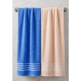 2lı 70X140 Banyo Havlusu - 70 x 140 cm - Mavi - Krem