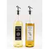 2'li 750 Ml Akıtmaz Şeffaf Zeytinyağı Sıvıyağ Şişesi Cam Yağdanlık Akıtıcılı Yağlık 750ml