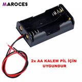 2'li AA Kalem Pil Kutusu Yuvası 3V Kablolu Kalem Pil Tutucu
