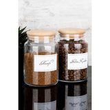 2'li Ahşap Vakum Kapaklı Nescafe/filtre Kahve Etiketli Cam Kavanoz Seti Saklama Kabı 800 ml - Şeffaf