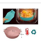 2'li Airfryer Silikon Pişirme Kabı 20 cm - kırmızı ve siyah