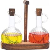 2'li Akasya Standlı Borosilikat Cam Yağdanlık-Sosluk-Sirkelik 300 ml