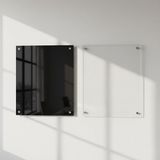 2'li Akrilik Kuru Silme Panosu Seti - Şeffaf ve Duman / 18X24 Inç / Altın Donanımlı Duvara Monte Not Panoları / Ev Ofis ve Öğretmen Hediyesi - 41 Delft Blue