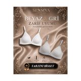 2'Lİ Alıştırma Sütyeni Balen Telsiz Soft Bra - İlk Sütyenim 2'li Paket Beyaz - Gri Beyaz - Gri 90A