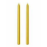 2’li Altın Gold Metalik Şamdan Mum Seti 25 cm – Dekoratif İnce Şamdan Mum, Kokusuz Parafin Wax,%100 Pamuk Fitil, El Döküm, Uzun Süre Yanma (~10 Saat), Şık Sofra, Davet, Nişan, Düğün