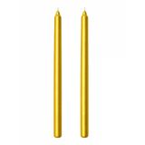 2’Li Altın Gold Metalik Şamdan Mum Seti 25 Cm – Dekoratif İnce Şamdan Mum, Kokusuz Parafin Wax,%100 Pamuk Fitil, El Döküm, Uzun Süre Yanma