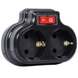 2'li Anahtarlı Golyat, İkili Topraklı Priz Çoklayıcı Fiş, Siyah renk, 16A 250 Volt, Max 3600 Watt (Siyah)
