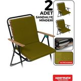 2'li Arkalıklı Sandalye Minderi Su Yağ Itici Sırtlıklı Fermuarlı Bağcıklı Yıkanabilir Balkon Bahçe 40X40 Yeşil - 0-Gri - 1 x 100 cm