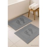 2'li Ayak İzli Banyo Ayak Havlusu%100 Pamuklu Renkli 50x70 Cm