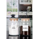 2'li Bambu Kapaklı 800 ml Süt Tozu ve Kahve Kavanozu Seti - Ahşap - Ceviz