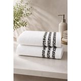 2'li Banyo Havlusu Seti%100 Pamuk Leopar Collection 70x140 cm (Beyaz)