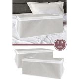 2’li Baskılı Baza Hurcu Seti, Yatak Kanepe Altı Yastık Kıyafet Çamaşır Düzenleyici (60X40XCM) 2 Adet - Beyaz - Gri - 60x40x20 cm