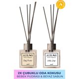 2’li Bebek Pudrası ve Beyaz Sabun Çubuklu Oda Kokusu Seti 2x Reed Diffuser 100ML