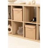 2'li Bej Dolap Içi Çamaşır Oyuncak Düzenleyici Katlanır Kapaklı Saklama Kutusu Organizer / 28 x 28 x 28 - Ahşap