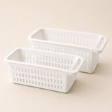2'li Beyaz Plastik Organizer Sepet, 30X17X15 cm Kulplu Dolap Içi Düzenleyici, Mutfak Buzdolabı Raf Sepeti, Sebze, Meyve, Erzak ve Çok Amaçlı Saklama K - Çok Renkli - Standart