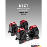 2li Bezt Premium Sports Ayarlanabilir Dambıl Seti 24KG Kırmızı - 48 kg