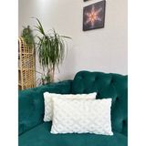 2'li Bohem Özel Tasarım Punch Panç Desen Astarı Kalın Dekoratif Kırlent Kılıfı 28 x 50 cm - 28 x 50 cm - Ekru