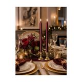 2’li Bordo/koyu Kırmızı Metalik Şamdan Mum Seti 25 cm – Dekoratif Ince Şamdan Mum, Kokusuz Parafin WAX,%100 Pamuk Fitil, El Döküm, Uzun Süre Yanma (~10 Saat), Şık Sofra, Davet, Nişan, Düğün - Option-1