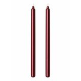 2’li Bordo/Koyu Kırmızı Metalik Şamdan Mum Seti 25 cm – Dekoratif İnce Şamdan Mum, Kokusuz Parafin Wax,%100 Pamuk Fitil, El Döküm, Uzun Süre Yanma (~10 Saat), Şık Sofra, Davet, Nişan, Düğün