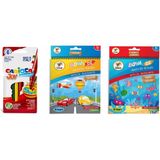 2'li Boya Sil Aktivite Boyama Kitabı - Carioca 6'lı Boya Set - karışık