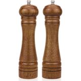2'li Büyük Ahşap Tuz Karabiber Değirmeni, Ayarlanabilir Kademeli Öğütme, Geniş Hazneli Tasarım, Bambu Gövdeli Şık Tasarım, Kolay Temizlenebilir, 27 Cm Büyük Boy Tuz Karabiber Kahve Baharat Öğütücü