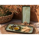 2’li büyük dikdörtgen tabak / servis / sunum / meze tabağı 34x16 cm Bonna Madera Mint Moove platter