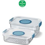 2'li Buzdolabı Saklama Kabı Seti, 1200 ml ve 2000 Ml, Temiz ve Şık Tasarım - Ahşap - Seçenek 1