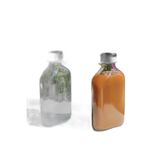 2'li Cam Şeffaf Cold Brew Şişesi Sızdırmaz Siyah Plastik Kapaklı 200 ml Yassı Şişe