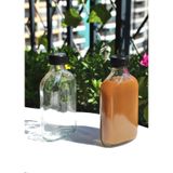 2'li Cam Şeffaf Cold Brew Şişesi Sızdırmaz Siyah Plastik Kapaklı