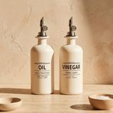 2'li Cam Yağlık Sirkelik Seti 500 ml - Sızdırmaz Paslanmaz Damlatmaz Kapaklı Yağdanlık ve Sosluk - Modern Mutfak ve Sofra İçin Şık Tasarım
