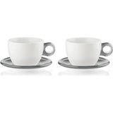 2'Li Çay Fincanı - Gri - Beyaz - Gri