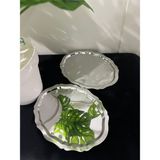 2'li Çelik Oval Tepsi Dalgalı Model Kahve Sunum Tepsisi & Ikramlık - Gümüş
