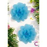 2'li Chiffon Flower Kız Çocuk Toka Seti Açık Mavi - Çiçekli Bebek Çocuk Saç Tokası Klips Pens Toka - Tek Ebat