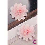 2'li Chiffon Flower Kız Çocuk Toka Seti Açık Pembe - Çiçekli Bebek Çocuk Saç Tokası Klips Pens Toka - Tek Ebat