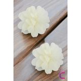 2'li Chiffon Flower Kız Çocuk Toka Seti Kırık Beyaz - Çiçekli Bebek Çocuk Saç Tokası Klips Pens Toka - Tek Ebat