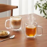 2'Li Çift Cidarlı Cam Fincan Seti - 100 Ml Isıya Dayanıklı Espresso Ve Türk Kahvesi Bardağı - El Yakmayan Modern Sunum (2 Adet)