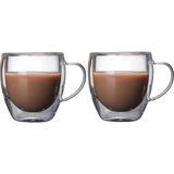 2’li Çift Cidarlı Cam Kupa Bardak Seti 250 ml – Çay Kahve Bardağ