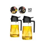 2Li Çift Fonksiyonlu Cam Yağdanlık 550Ml Zeytinyağı Sıvıyağ Şişesi Airfryer Sprey Yağlık Püskürtücü