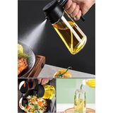 2'li Çift Fonksiyonlu Cam Yağdanlık 550ML Zeytinyağı Sıvıyağ Şişesi Airfryer Sprey Yağlık Sirkelik - Beyaz - Siyah