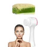 2'li Cilt Bakım Kabak Lifli Keçi Sütü Aloe Vera Sabun Çift Taraflı Yüz Temizleme Fırçası