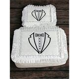 2'li Damat Fiyonk Figürlü Çeyizlik Saten Bohça Nişan Gelin Damat Hurç Seti - Ekru - 2 Adet - 40 x 35