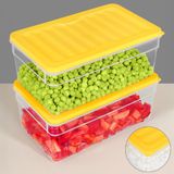 2'li Derin Buzdolabı Organizer Set Düzenleyici Saklama Kabı Mikrodalga Difriz Kabı 2500ML Sarı