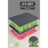 2'li Derin Buzdolabı Organizer Set Düzenleyici Saklama Kabı Mikrodalga Difriz Kabı 5300 ML Antrasit